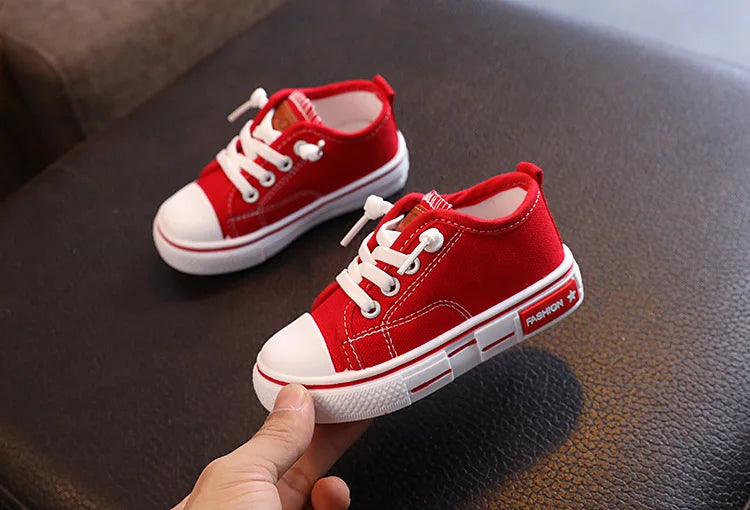 2022 Spring New Kids Canvas Shoes for Boys Solid Red Light School Casual Shoes Girls Non-slip Fashion Children Unisex Sneakers