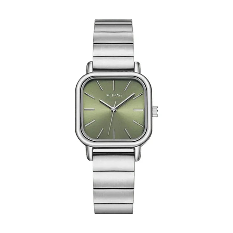 Stainless Steel Watch Women's Ins Style Simple Student Quartz Watch Casual Fashion Versatile Luxury Small Square Wristwatch 1063-GN