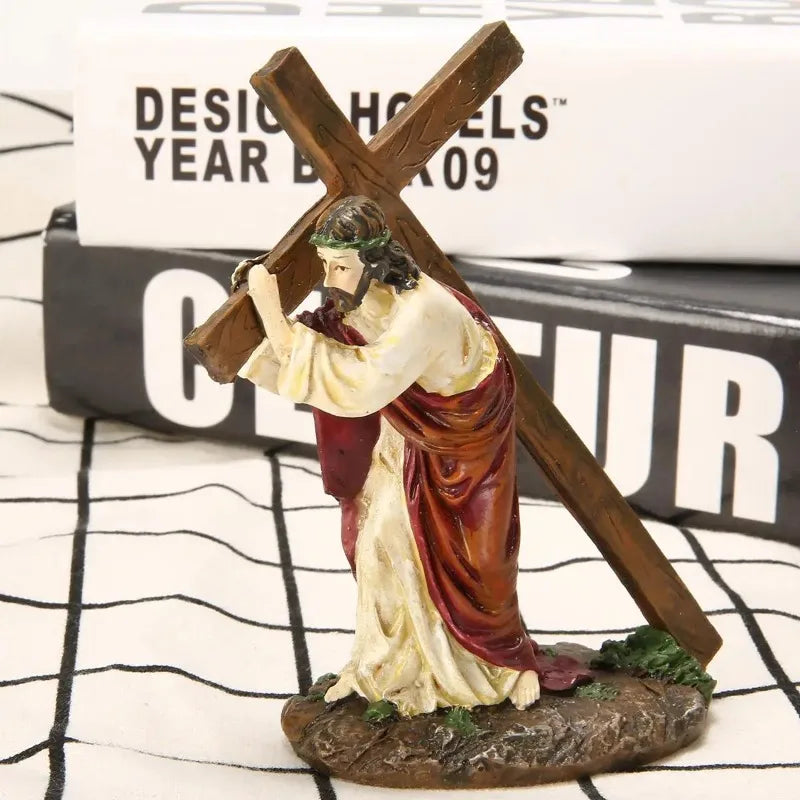 1pc Crucifix Statue Jesus Cross Resin Statue Christ Figure Catholic Religious Accessories Decor