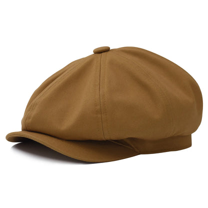 BOTVELA Newsboy Cap Men's Twill Cotton Eight Panel Hat Women's Baker Boy Caps Retro Big Large Hats Male Boina Green Beret Brown