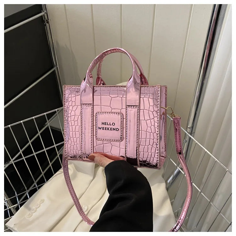 2023 Latest Style New Summer Approval Stone Pattern Fashion Bag Handbag Ladybag Pink (20cm<Max Length<30cm)