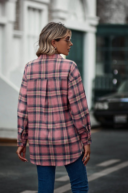 2024 New Spring Autumn Women Blouses Tops Female Casual Loose Boyfriend Plaid Shirt Women Long-sleeve Lapel Tops 2XL Shirts