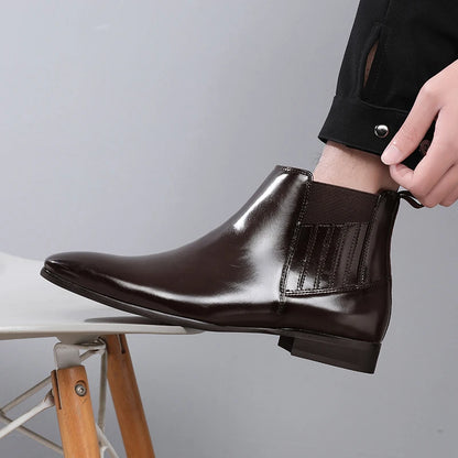 Men's Classic Retro Chelsea Boots Men Fashion British Style Short Ankle Boot Mens Casual High-Top Leather Shoes Flats