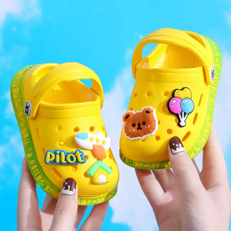 Summer Kids Sandals Hole Children's Shoes Slippers Soft Anti-Skid Cartoon DIY Design Hole Baby Shoes Sandy Beach For Boys Girls style 2