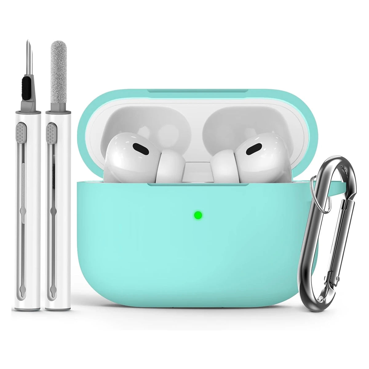 AirPods Pro Case Cover with Cleaner Kit,Soft Silicone Protective Case for Apple AirPod Pro 2nd/1st Generation Case for Women Men Mint Green