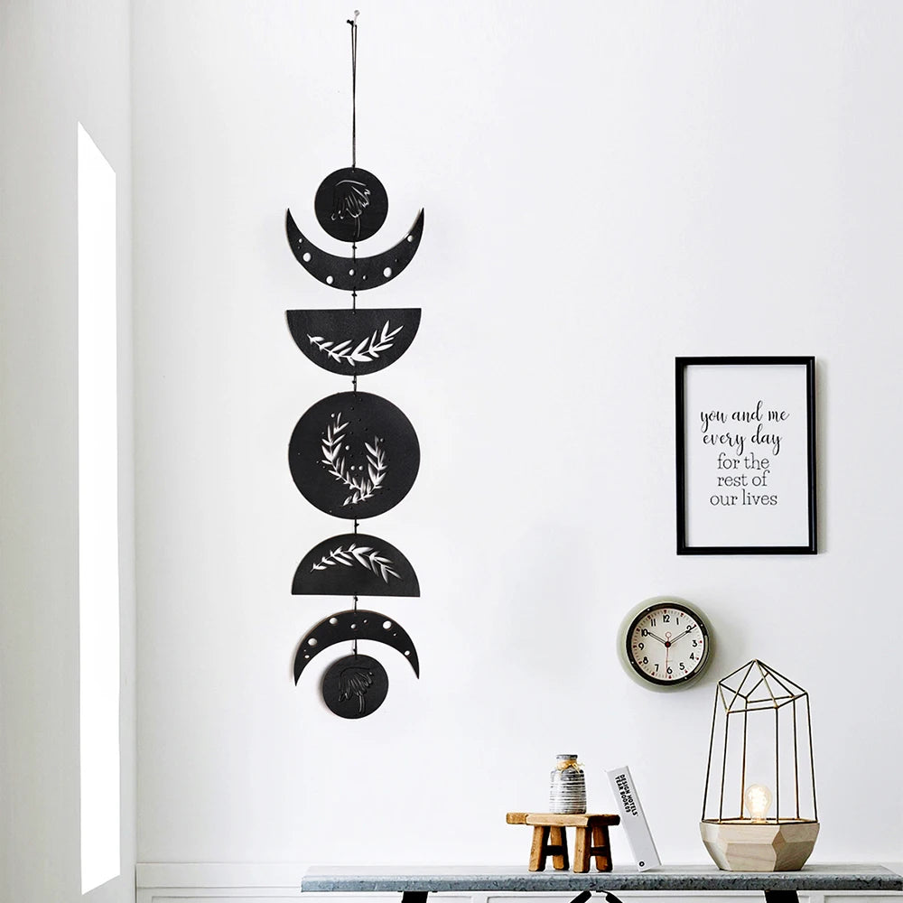 Wooden Moon Phase Garland Wall Decor Ramadan Decoration Boho Home Decor Bedroom Living Room Nursery Ornament Decor Craft Gift