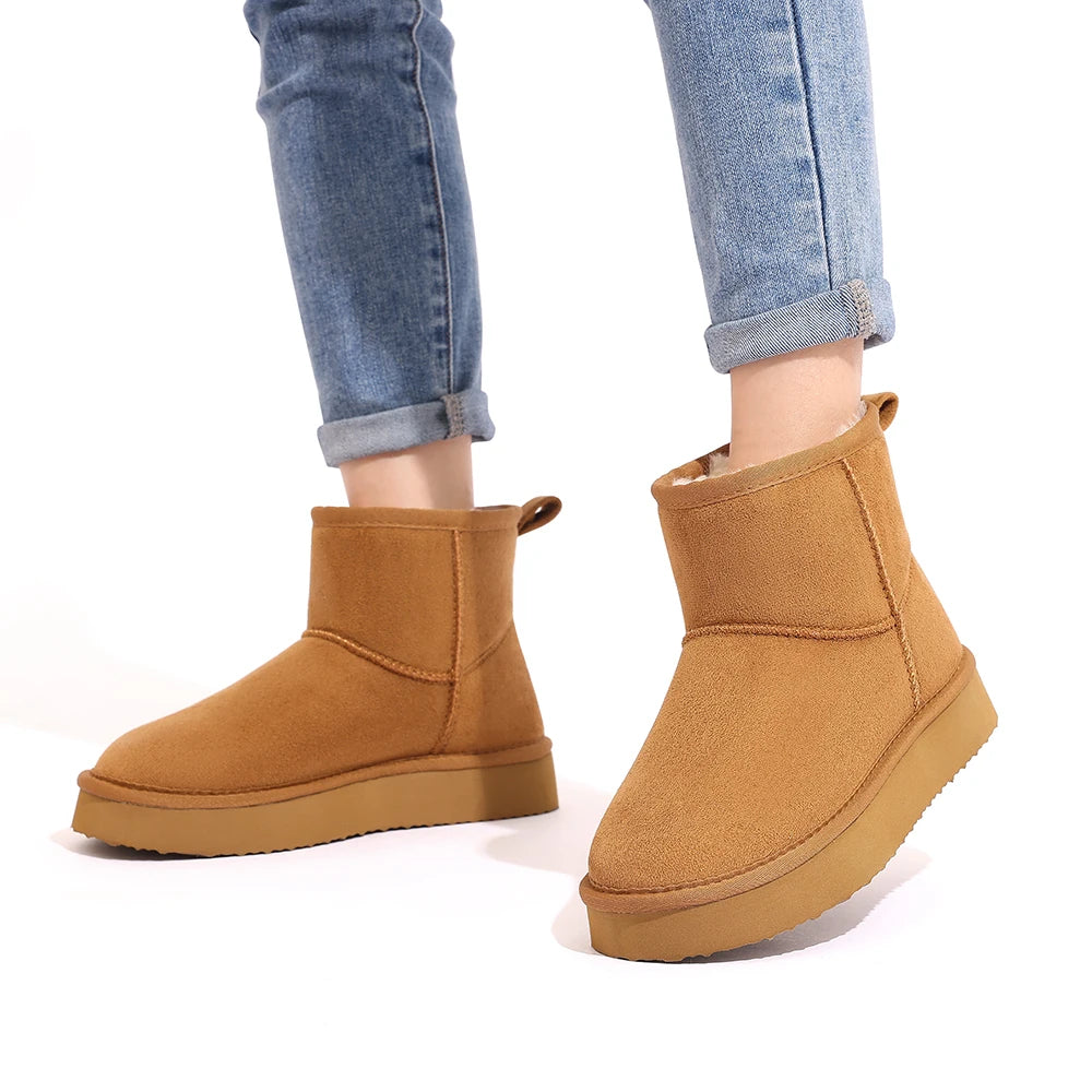 Eyriphy Snow Boots For Women Suede Winter Warm Boots Waterproof Women Snow Boots Memory Foam Ankle Boot Trending Shoes For Women