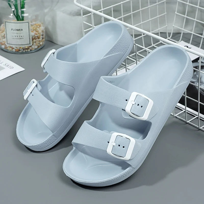 Summer Men Women Slippers Massage Outdoor Clogs Garden Shoes Beach Sandals Flip-Flops Lovers Indoor Home Slides Bathroom Shoes sky blue CHINA