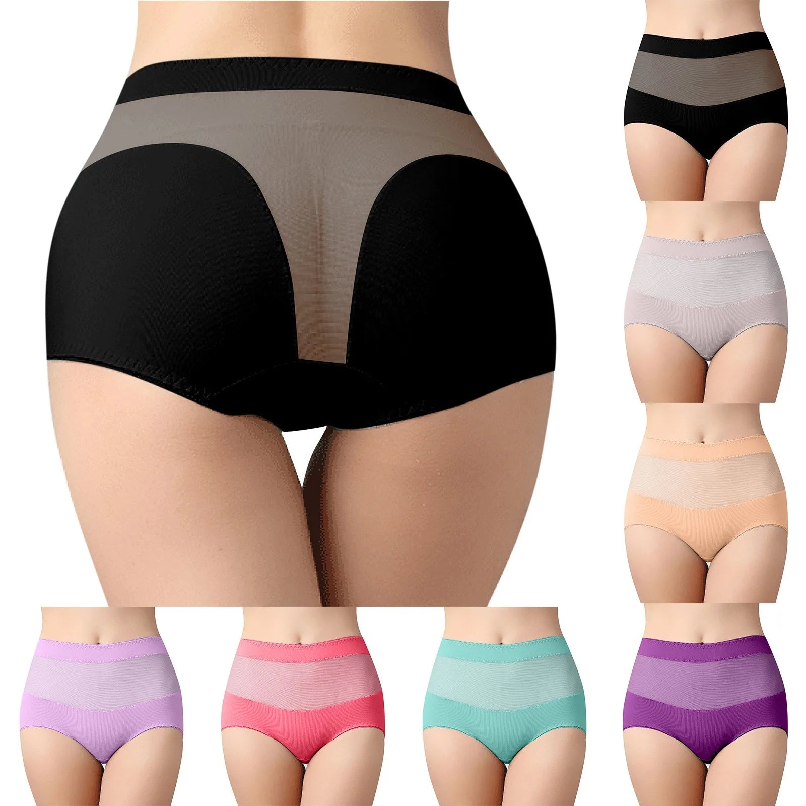 Push Up Ladies Cotton High Waist Hip-Lift Sexy Panties High-Elasticity Mesh Seamless Lace Triangular Women Plus Size Underwear