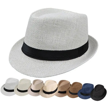 Children Kids Summer Beach Straw Hat Jazz Panama Breathable Hat Large Brim Outdoor Breathable Hats Girls Boy Sunhat