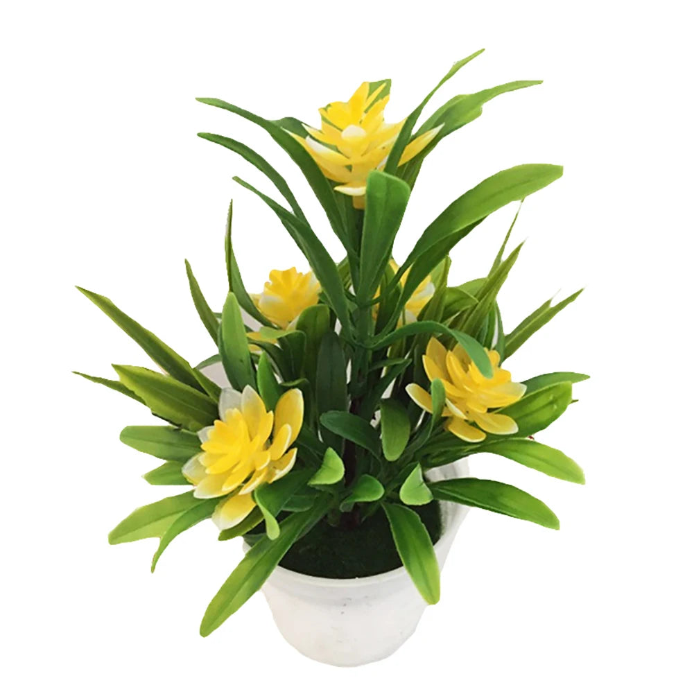 Artificial plant Fake Flower with VaseLotus Flower Potted Plant Bonsai Wedding Party Garden Home Decor Artificial Flower Yellow