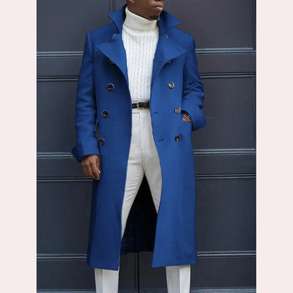 Fashion White Long Jackets Trench Wool Blends Men's Overcoat Long Trench Coat Double Breasted Coats Streetwear Party Loose Jacket