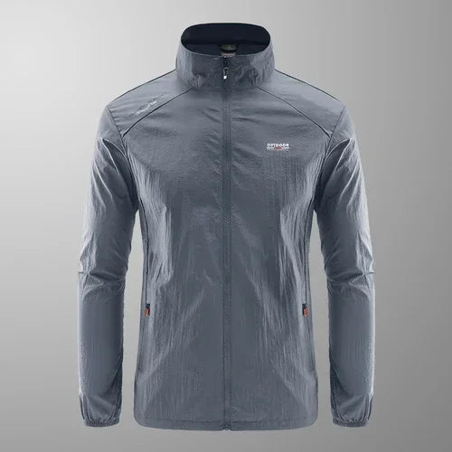 New Outdoor Sunscreen Jacket Summer Ultra Light and Thin Coat Men's Windbreaker Outdoor Sports Jacket Quick Dry Skincare Top F2218-Dark Grey YB