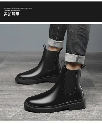 Autumn New Chelsea Boots for Men Black Men Boots Fashion Winter Slip on Ankle Boots Retro Motorcycle Booties botas para hombre