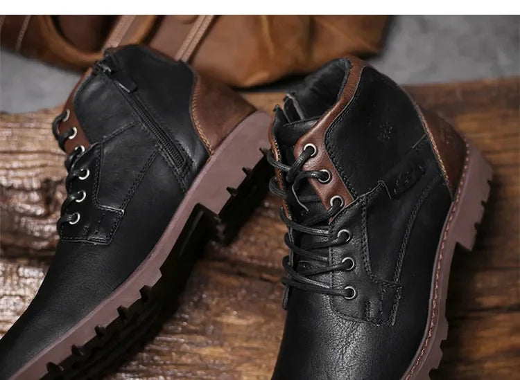 Handmade Men Boots Autumn Winter Male Booties Outdoor Vintage Brown Boots Ankle Work Boots Beef Tendon Bottom Zapatillas Male