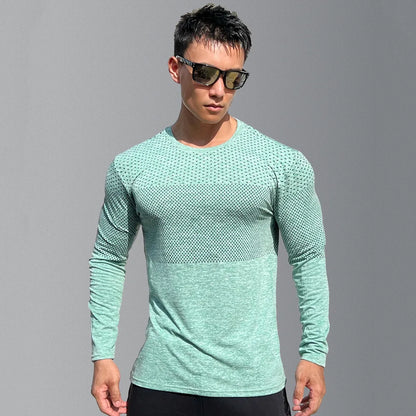 Gym Fitness Quick Dry Shirt Men Running Sport Long Sleeves T-shirt Trackwear Tee Tops Autumn Male Bodybuilding Training Clothing