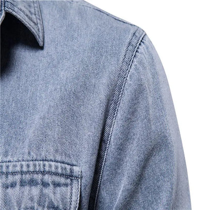 Elastic Cotton Denim Shirt Men Long Sleeve Quality Cowboy Shirts for Men Casual Slim Fit Mens  Clothing