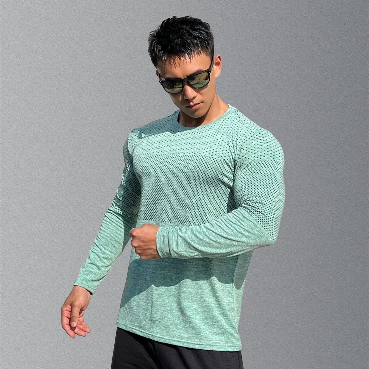 Gym Fitness Quick Dry Shirt Men Running Sport Long Sleeves T-shirt Trackwear Tee Tops Autumn Male Bodybuilding Training Clothing