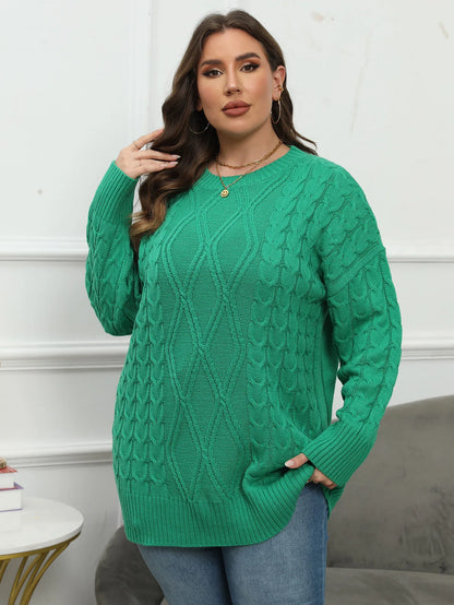 Plus Size Women's Knitted Sweater O Neck Black Green Red Oversized Winter Clothing for Women Simple Loose Fashion Autumn