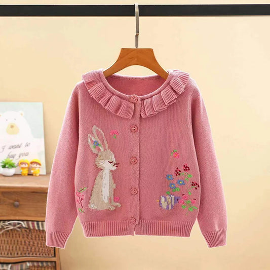 Little maven Kids Girls Clothes Lovely Pink Rabbit Sweater with Little Chicks Cotton Sweatshirt Autumn Outfit for Kids 2 to7year