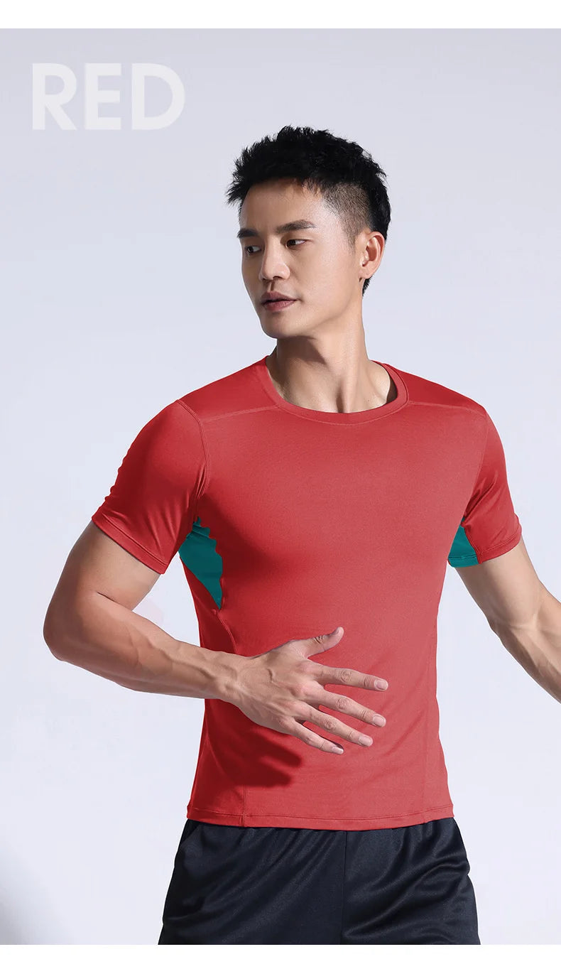 Men's Running Tight T-shirt Short Sleeve Extra Large Gym Fitness Top Men's Jogging Sports Wear Quick Drying Sports Shirt Top