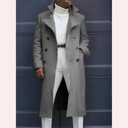 Fashion White Long Jackets Trench Wool Blends Men's Overcoat Long Trench Coat Double Breasted Coats Streetwear Party Loose Jacket