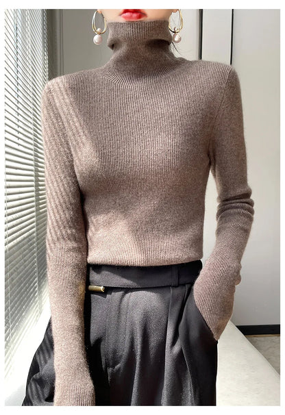 2022 Autumn Winter Cashmere  Sweater Women's Pullover Turtleneck  Casual Fashion Pure Color Cashmere sweater women