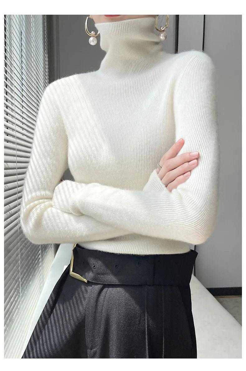 2022 Autumn Winter Cashmere  Sweater Women's Pullover Turtleneck  Casual Fashion Pure Color Cashmere sweater women