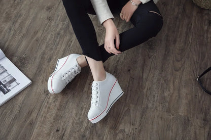 Shoes Women New Woman Wedge Canvas Vulcanize Shoes Platform Breathable Canvas Shoes Casual Students Candy Color Wedge Sneakers