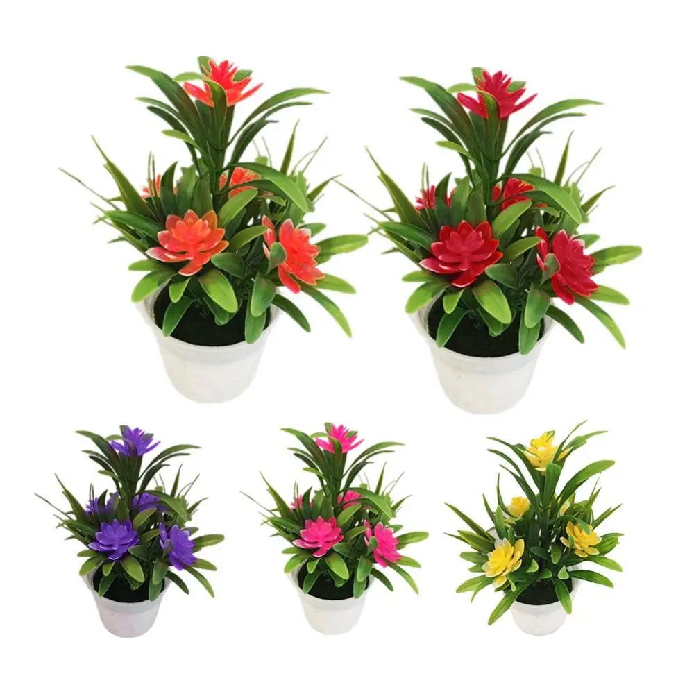 Artificial plant Fake Flower with VaseLotus Flower Potted Plant Bonsai Wedding Party Garden Home Decor Artificial Flower