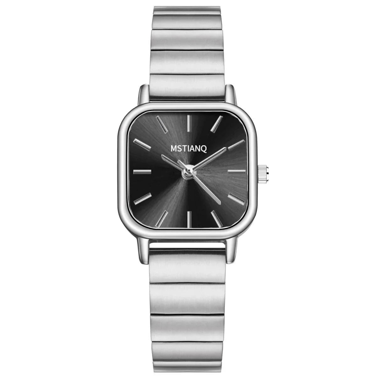 Stainless Steel Watch Women's Ins Style Simple Student Quartz Watch Casual Fashion Versatile Luxury Small Square Wristwatch 1063-BK