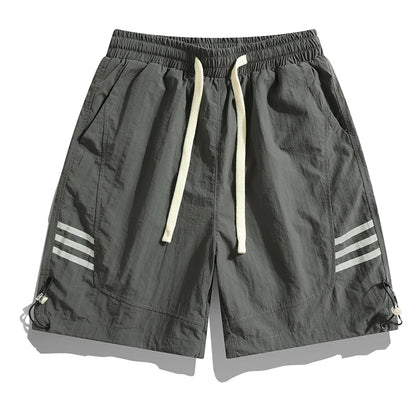 Summer Men Casual Shorts Striped 2023 Sportswear Sweatpants Jogger Male Qicky Dry Boardshorts GRAY