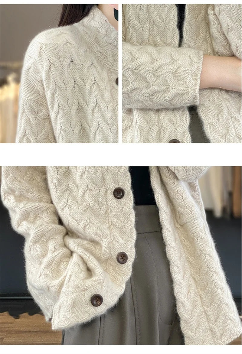 2024 Autumn Winter New Korean Cardigan Long Sleeve Jacket Women Loose Casual Thicken Knitted Sweater Coat Female Tops Ladies