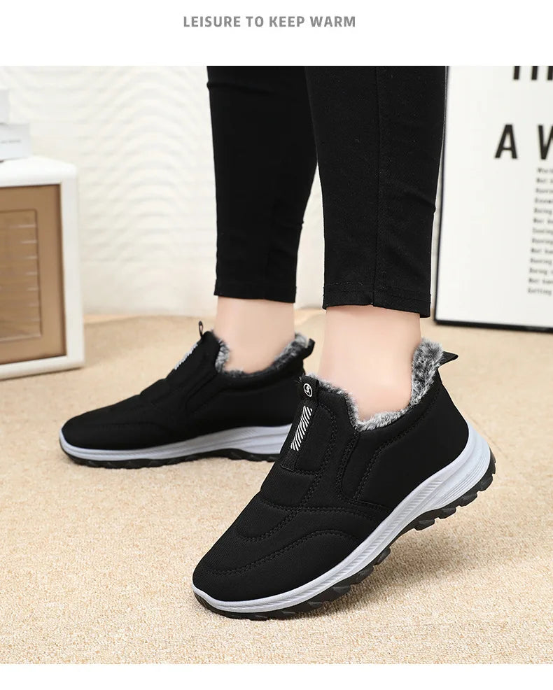 Women's Winter Slip On Walking Shoes Fashion Lightweight Running Shoes For Women Workout Warm Casual Non Slip Sneakers