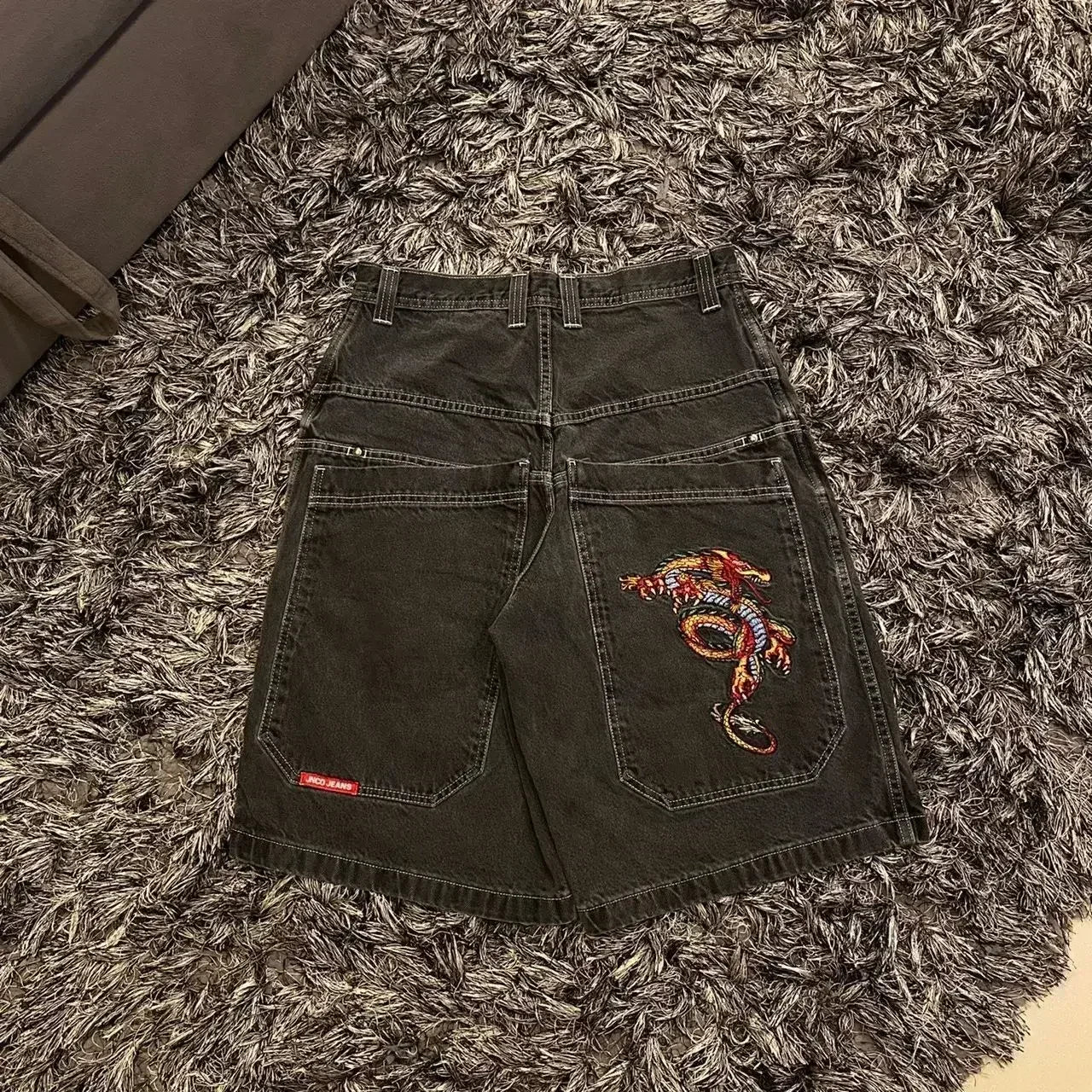 JNCO baggy Denim Shorts Harajuku Y2K jeans Hip Hop vintage pattern Summer New Men Women Gothic Men Basketball Shorts Streetwear 7