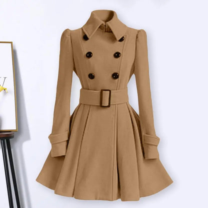 S-XXL New Fashion Classic Winter Thick Coat Europe Belt Buckle Trench Coats Double Breasted Outerwear Casual Ladies Dress Coats