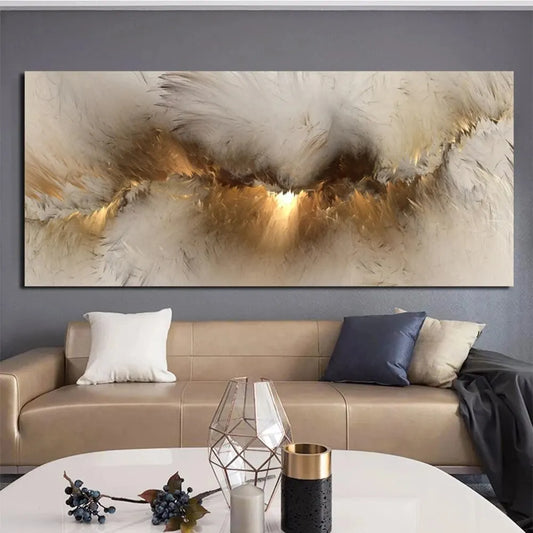 1pc 15.7*31.5in/40cm*80cm Frameless Grey Yellow Cloud Abstract Art Oil Painting Canvas Poster Wall Art For Living Room