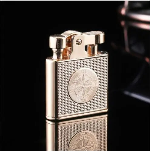 Honest Windproof Retro Copper Cigarette Cigar Lighter Mens Smoking Accessories Gadgets Metal Luxury Kerosene Lighter Waterproof golden