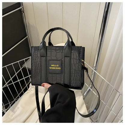 2023 Latest Style New Summer Approval Stone Pattern Fashion Bag Handbag Ladybag Black (20cm<Max Length<30cm)