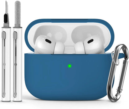 AirPods Pro Case Cover with Cleaner Kit,Soft Silicone Protective Case for Apple AirPod Pro 2nd/1st Generation Case for Women Men lake blue