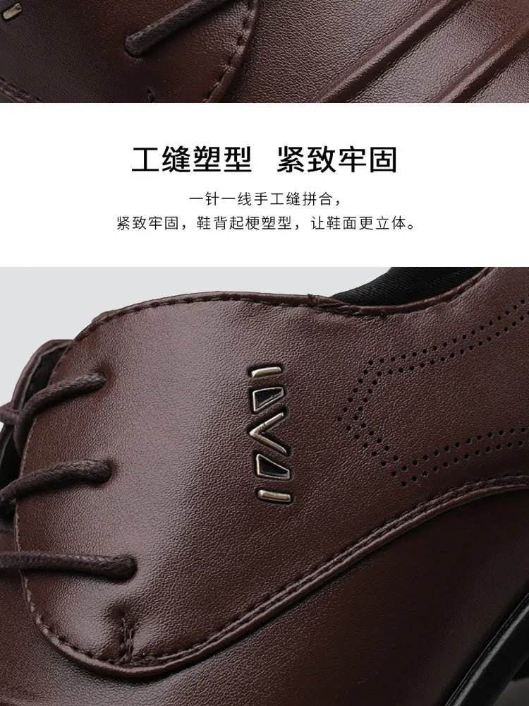 Classic Men Dress Shoes Lace-up White Leather Shoes for Man Plus Size Point Toe Business Casual Men's Formal Shoes for Wedding