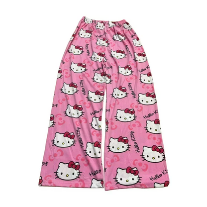 Anime Spider Man Sleeping Pants Hello Kitty Pajama Pants Cartoon Cute Loose Cotton Casual Home Clothing Girl Thin Style Trouser