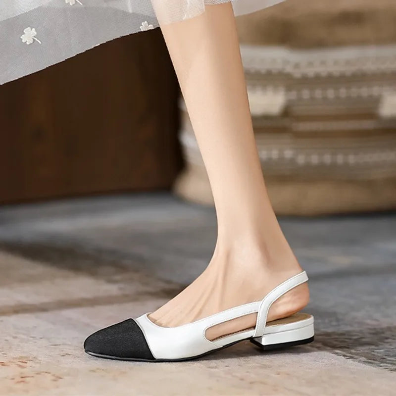 Spring/Summer 2024 European And American Style Color Matching Thick-Heeled Sandals Plus Size 34-44 Flat-Heeled Slippers Female