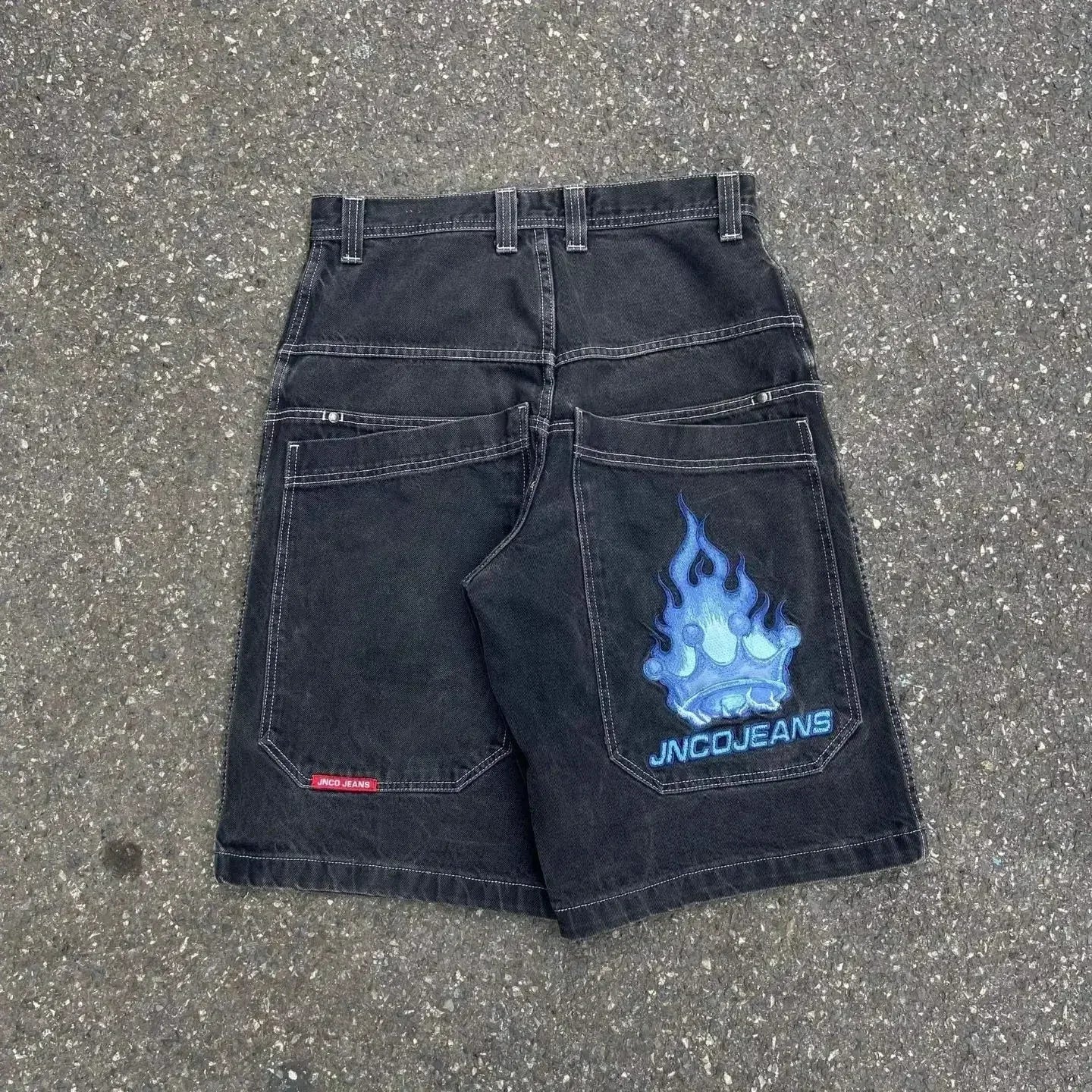 JNCO baggy Denim Shorts Harajuku Y2K jeans Hip Hop vintage pattern Summer New Men Women Gothic Men Basketball Shorts Streetwear 6