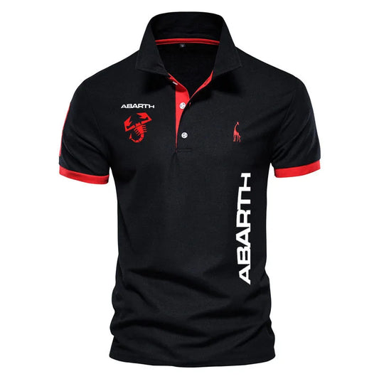 Brand New men's POLO shirt summer cotton men's shirt abarth logo print Color matching fashion hip-hop men's POLO shirt t shirt