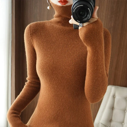 2022 Autumn Winter Cashmere  Sweater Women's Pullover Turtleneck  Casual Fashion Pure Color Cashmere sweater women