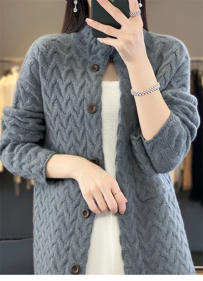 2024 Autumn Winter New Korean Cardigan Long Sleeve Jacket Women Loose Casual Thicken Knitted Sweater Coat Female Tops Ladies