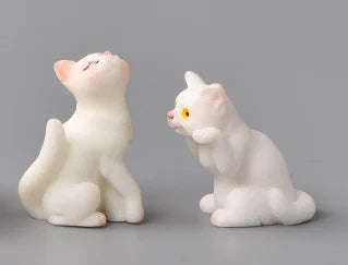 Cute Figurines Miniature Cartoon Animal Cat Resin Ornament Micro Landscape Kawaii Desk Accessories For Decoration Home Kids Gift 1 set of B CHINA