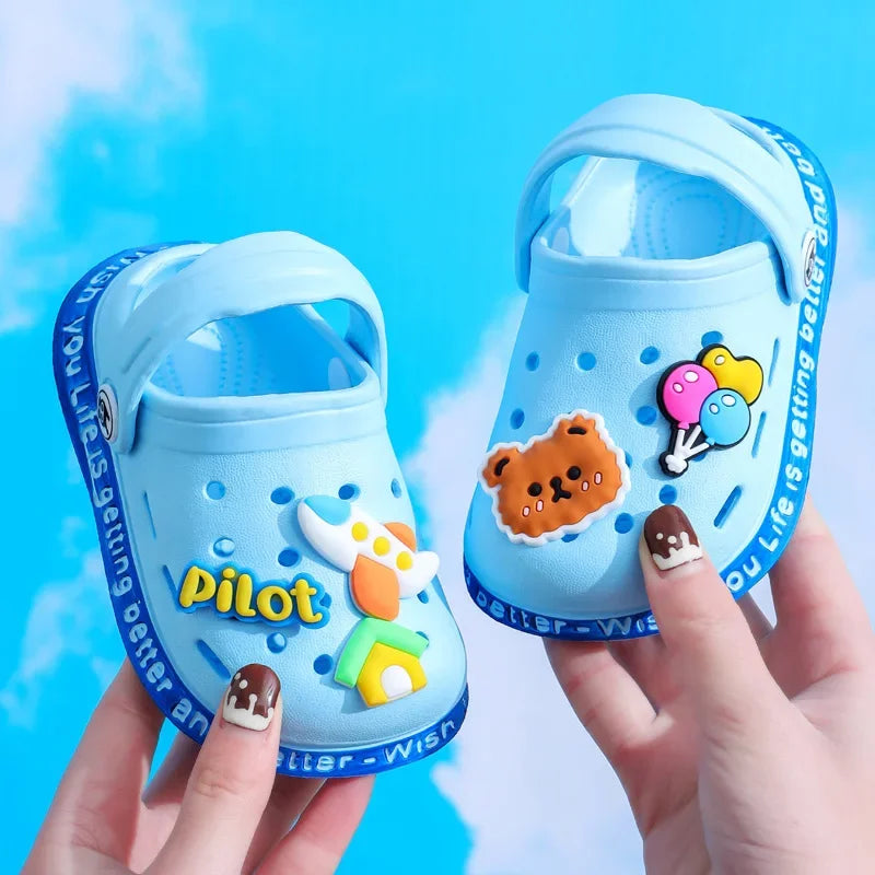 Summer Kids Sandals Hole Children's Shoes Slippers Soft Anti-Skid Cartoon DIY Design Hole Baby Shoes Sandy Beach For Boys Girls style 4