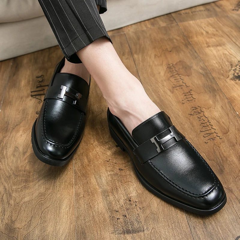 New Fashion Leather Men Party and Wedding Casual Loafers Italian Men's Dress Shoes Comfortable Breathable Men Shoes Big Size 48